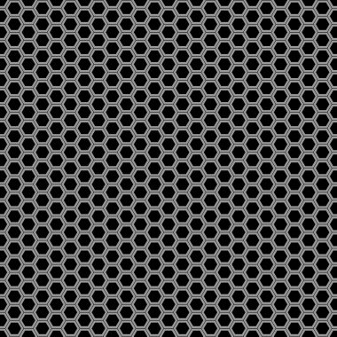 Soyut gri siyah altıgen mesh desen sorunsuz arka plan vektör çizim.