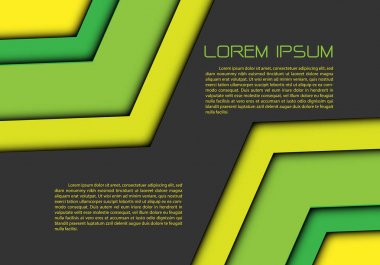 Soyut Yeşil Sarı çift ok üstünde metin yer tasarım modern futuristik yaratıcı fikir arka plan vektör çizim için gri boş yer.