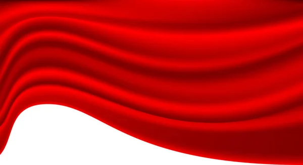 Fala Abstrakcja Czerwony tkanina na białe puste miejsce dla tekstu miejsce tło tekstura wektor ilustracja. — Wektor stockowy