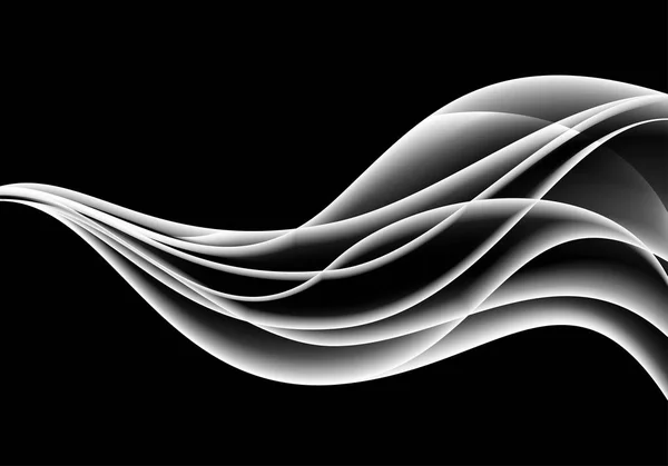 Abstrato onda branca sobre fundo preto vetor ilustração . — Vetor de Stock