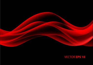 Soyut kırmızı dalga siyah arka plan vektör çizim üzerinde.