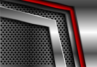 Kırmızı ok metal daire kafes tasarım modern futuristik arka plan vektör çizim üzerinde.