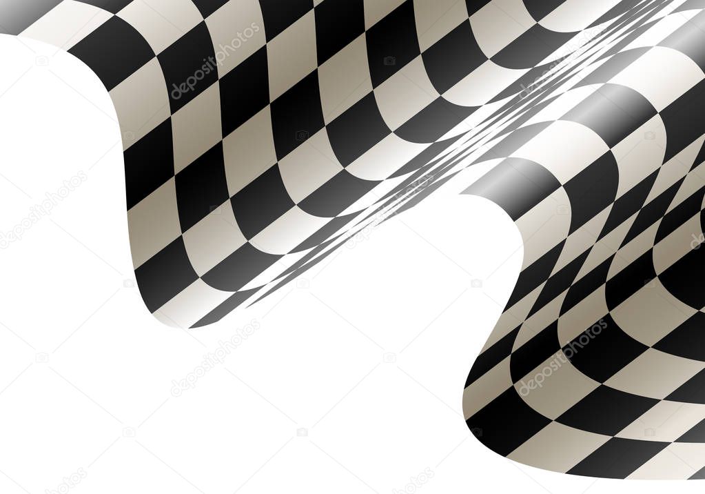 Checkered flag wave flying on white design for sport race championship background vector illustration.