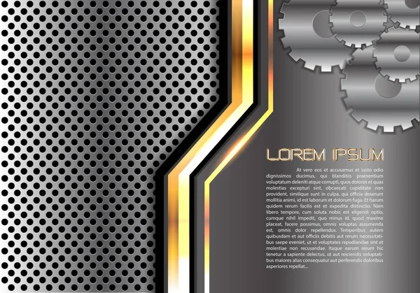 Línea de oro en gris malla círculo de metal engranaje espacio en blanco para el diseño de lugar de texto moderno vector de fondo industrial ilustración . — Archivo Imágenes Vectoriales