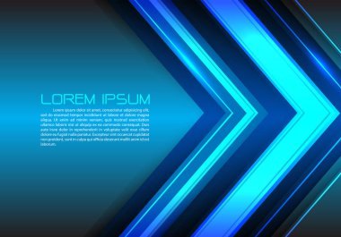 Soyut mavi ok fütüristik teknoloji ile boş alanı metin yer tasarım arka plan vektör çizim.