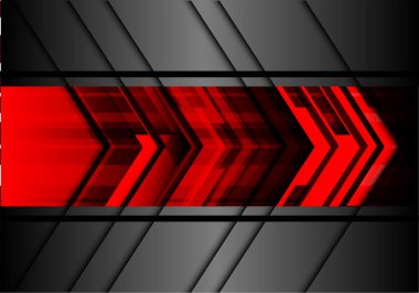 Gri metal tasarım modern futuristik yaratıcı grafik arka plan vektör çizim içinde kırmızı ok.