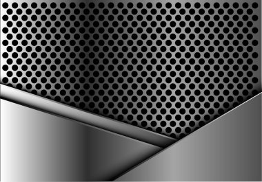 Soyut gümüş metal daire mesh desen tasarım modern lüks fütüristik arka plan vektör çizim.