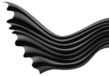 Siyah kumaş beyaz arka plan lüks vektör çizim üzerinde uçan saten.