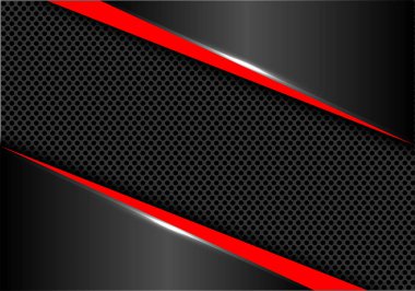 Kırmızı çizgi koyu gri metal daire kafes tasarım modern futuristik lüks arka plan vektör çizim soyut. 