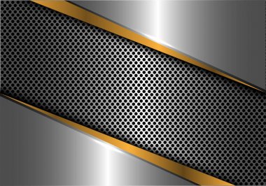 Glod satır gümüş metal daire kafes tasarım modern futuristik lüks arka plan vektör çizim soyut. 