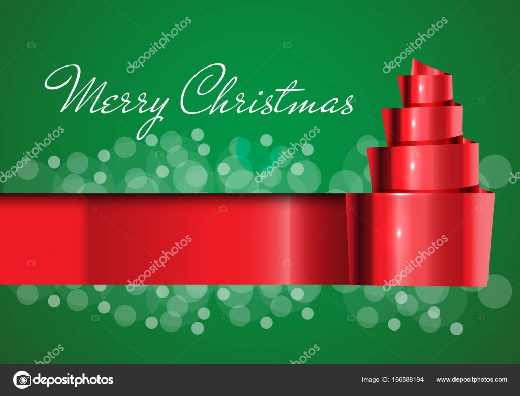 Merry Christmas card czerwonÄ… wstÄ…Å¼kÄ… na zielono biaÅ‚y bokeh projektu wakacje wektor festiwal ilustracja — Wektor od Patthana