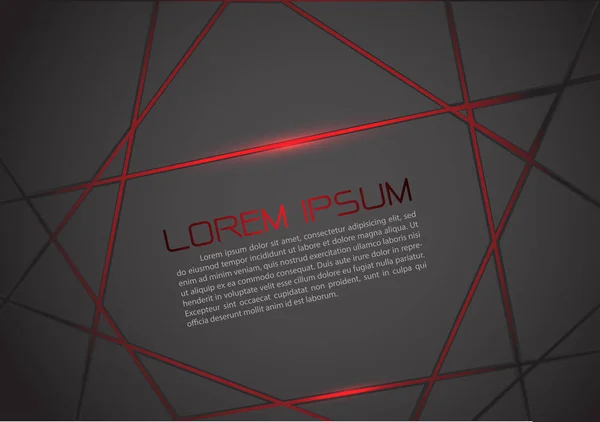 Línea de luz roja abstracta en polígono oscuro con diseño de lugar de texto ilustración moderna vector de fondo futurista . — Archivo Imágenes Vectoriales