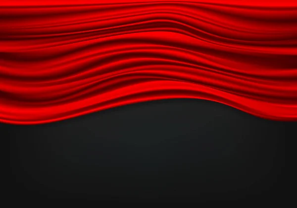 Abstrato onda de tecido de cetim vermelho no espaço em branco cinza luxo fundo vetor ilustração . —  Vetores de Stock