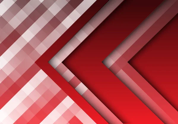 Abstrato sobreposição seta vermelha no projeto padrão quadrado moderno fundo vetor ilustração . — Vetor de Stock