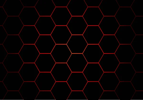 Illustration vectorielle futuriste moderne abstraite de motif de ligne hexagone noir rouge . — Image vectorielle
