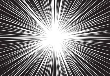 Soyut Radyal hız zoom siyah beyaz çizgi roman arka plan vektör çizim için satırda.