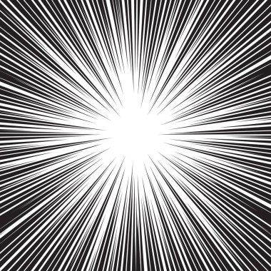 Soyut Radyal hız zoom siyah beyaz çizgi roman arka plan vektör çizim için satırda.