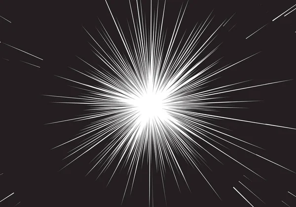 Linha de luz star preto abstrato velocidade radial zoom em branco para ilustração vetorial de fundo em quadrinhos. — Vetor de Stock