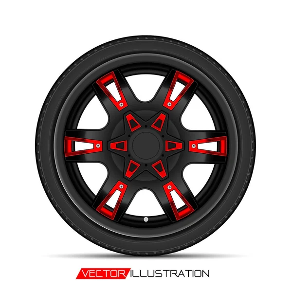 Radiale rode grijze auto wiel op witte achtergrond vectorillustratie. — Stockvector