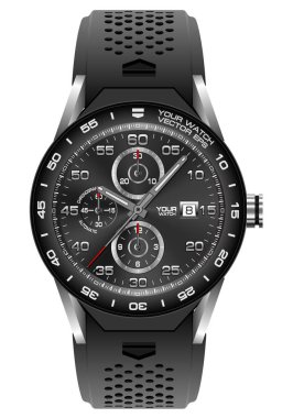 Siyah Çelik İzle chronograph beyaz arka plan vektör çizim üzerinde.