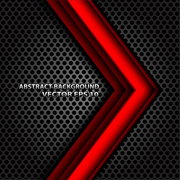 Soyut kırmızı ok örtüşmeyi koyu gri daire kafes tasarım fütüristik arka plan vektör çizim. 