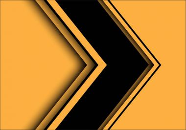 Soyut siyah ok örtüşmeyi sarı arka plan tasarım modern futuristik arka plan vektör çizim.