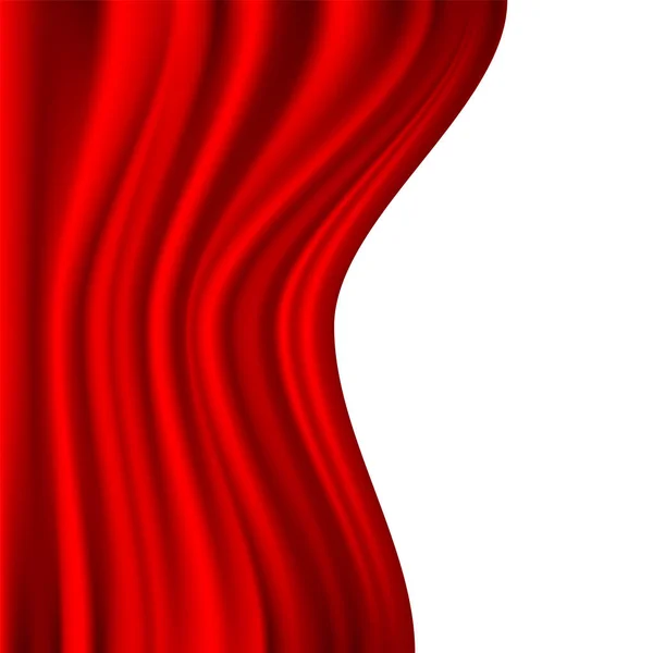 Abstrato vermelho cetim tecido onda com espaço em branco luxo fundo vetor ilustração . — Vetor de Stock