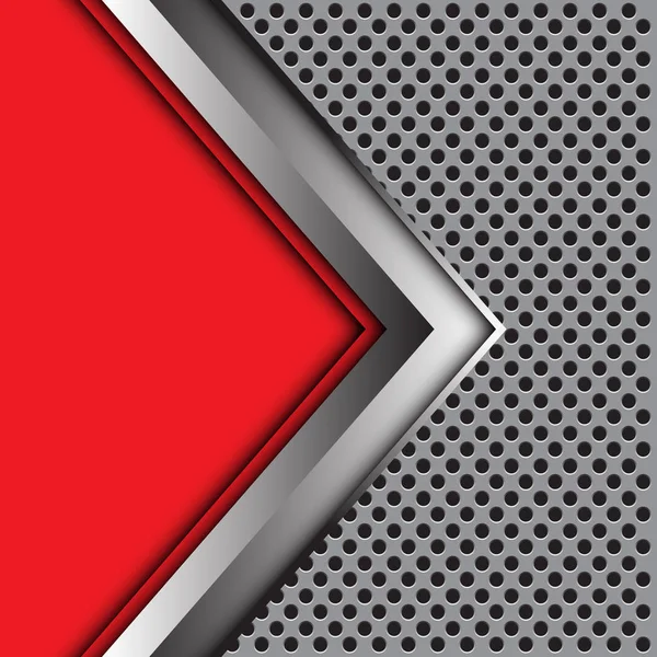 抽象银色箭头在红色灰色圆环网格设计现代未来主义的背景向量例证. — 图库矢量图片