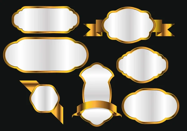 Qualidade Premium Etiquetas Douradas Coleção Design Conjunto Luxo Vetor Ilustração —  Vetores de Stock