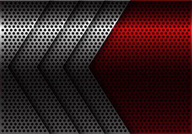 Gümüş ok kırmızı daire kafes tasarım modern futuristik arka plan vektör çizim.