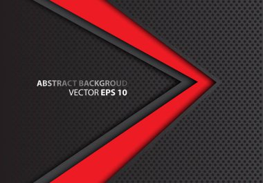 Koyu gri daire kafes tasarım modern futuristik arka plan vektör çizim üzerinde kırmızı ok.