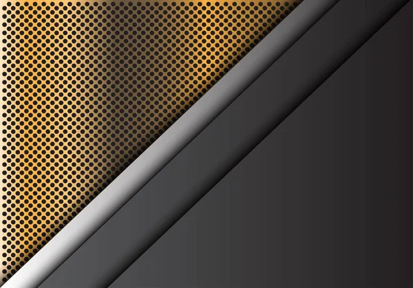 Abstract Grijs Metalen Overlapping Gouden Cirkel Mesh Patroon Ontwerp Moderne — Stockvector