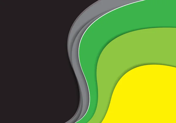 Abstract Groen Gele Grijze Curve Overlapping Zwart Design Moderne Achtergrond — Stockvector
