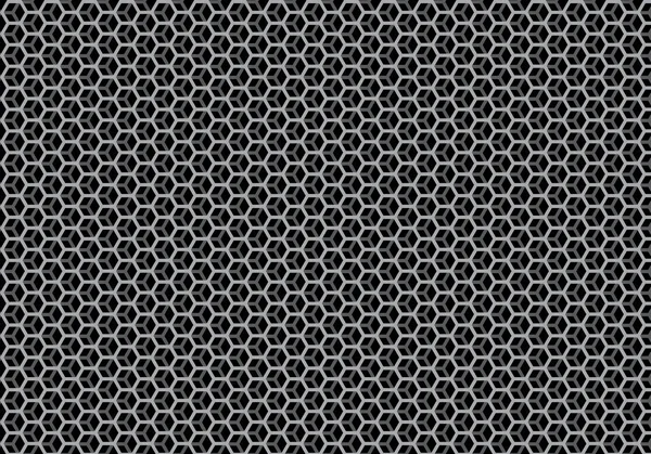 黒の背景テクスチャ ベクトル図で抽象的な灰色六角形メッシュ — ストックベクタ