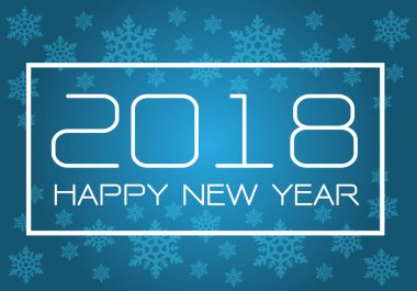Mutlu yeni yıl 2018 beyaz mavi tatil Festivali geri sayım kutlama arka plan vektör çizim için kar tanesi desen tasarımı ile.