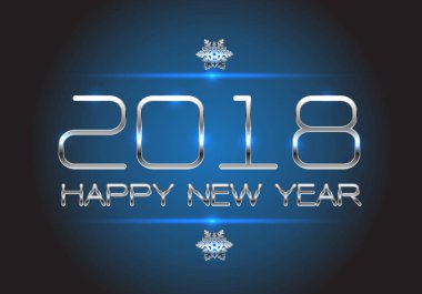 Mutlu yeni yıl 2018 gümüş tatil Festivali geri sayım kutlama arka plan vektör çizim için mavi tasarım.