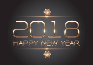 Mutlu yeni yıl 2018 altın tatil Festivali geri sayım kutlama arka plan vektör çizim için gri tasarım.