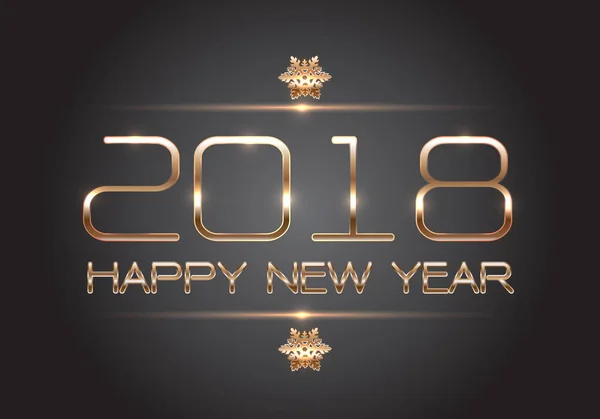Feliz Año Nuevo 2018 Oro Diseño Gris Para Celebración Del — Vector de stock