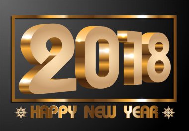 Mutlu yeni yıl 2018 altın sayı tatil Festivali geri sayım kutlama arka plan vektör çizim için gri tasarımı 3d çerçeve metin kar tanesi.