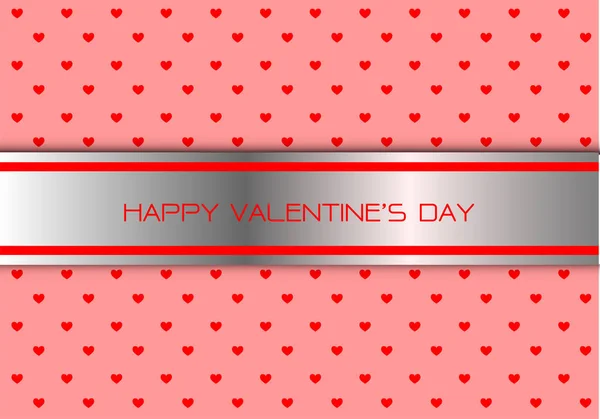 Glædelig Valentinsdag Sølv Rød Linje Bånd Banner Pink Røde Hjerter – Stock-vektor