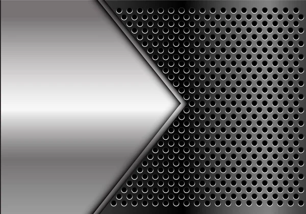 Soyut gümüş ok boş yer üstünde koyu gri daire kafes tasarım modern lüks fütüristik arka plan vektör çizim.