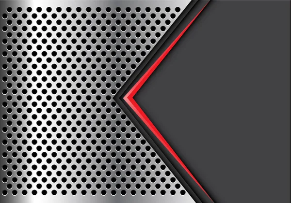 Kırmızı ok gri boş yer üstünde gümüş daire kafes tasarım modern lüks fütüristik arka plan vektör çizim.