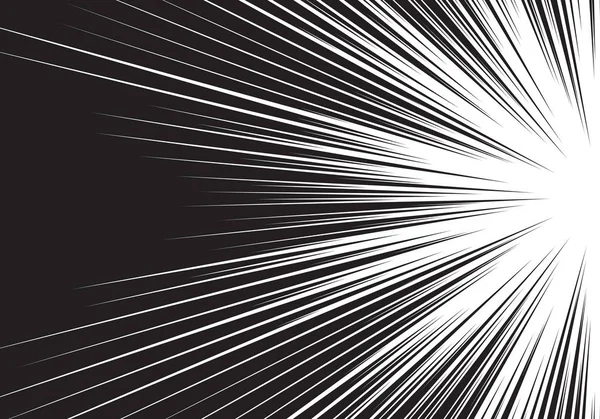 Абстрактна Радіальна Чорна Лінія Збільшує Швидкість Світла Збоку Білому Тлі — стоковий вектор
