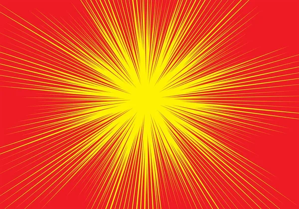 Абстрактний Радіальний Збільшення Швидкості Червона Лінія Жовтому Дизайні Мультиплікаційного Комічного — стоковий вектор