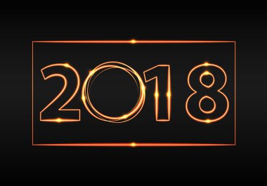 Mutlu yeni yıl 2018 altın gece tasarım için tatil Festivali geri sayım kutlama arka plan vektör çizim ışık. 