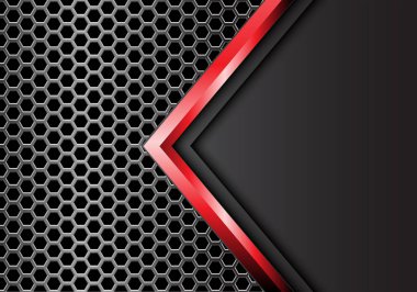 Altıgen mesh desen tasarım modern lüks fütüristik arka plan vektör çizim üzerinde kırmızı ok gri metal. 