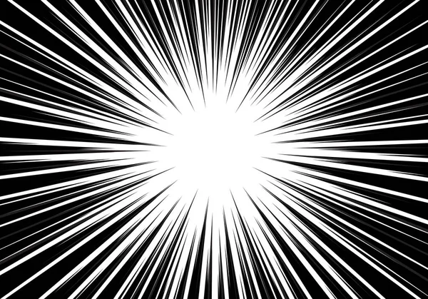 漫画背景ベクトル図白の抽象的な黒い放射状ズーム ライン — ストックベクタ