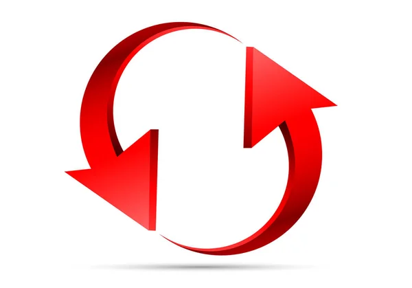 Rode Pijl Cirkel Witte Achtergrond Vectorillustratie — Stockvector