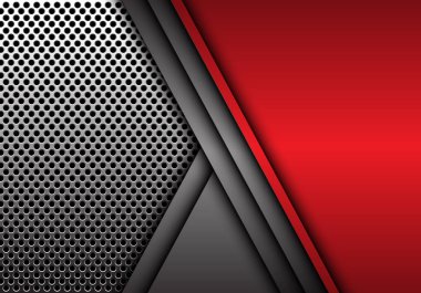 Soyut kırmızı gri metal örtüşmeyi daire mesh desen tasarım modern futuristik arka plan vektör çizim.