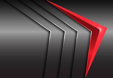 Kırmızı ok 3d metal plaka tasarım modern lüks fütüristik arka plan vektör çizim üzerinde. 